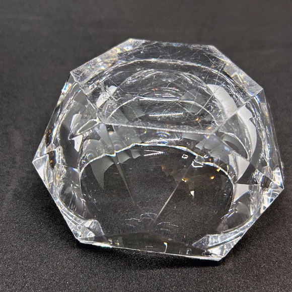 Val St Lambert Crystal Ashtray Diamond Cut Faceted - Picture 11 of 11